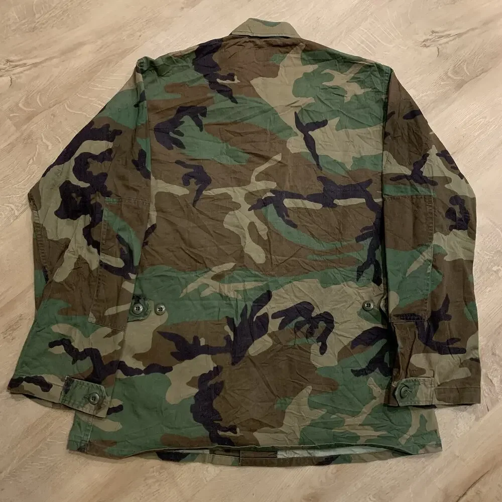 Military Woodland Camo Combat Coat Shirt Men's Medium M Regular 8415-01-084-1647